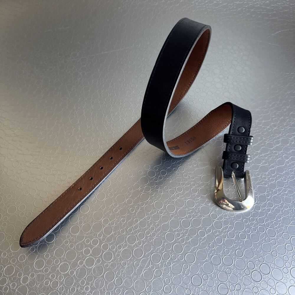 Vintage Ceintures Tapered Black Leather Belt Snap Interchangeable - Size 30